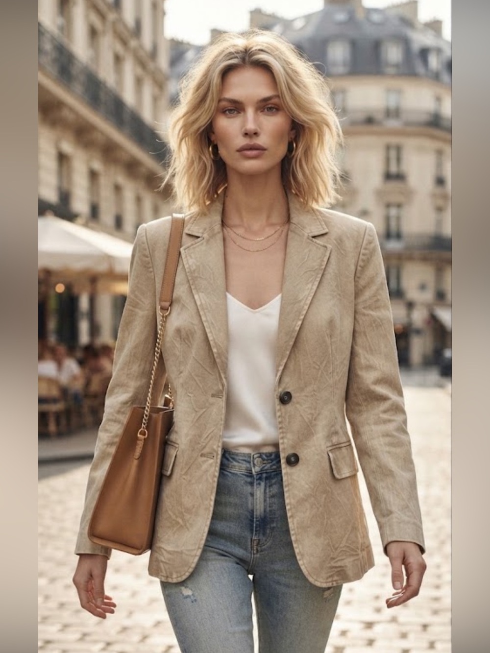 Banana Republic Distressed Khaki Blazer Italian Fabric